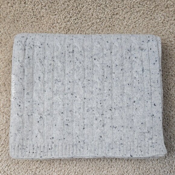 Accessories - Speckled Cashmere Cable Knit Creme Oversized Scarf